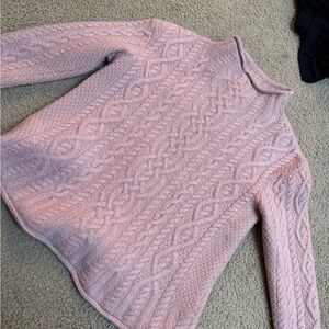Soft Pink Cable Knit Women's Sweater